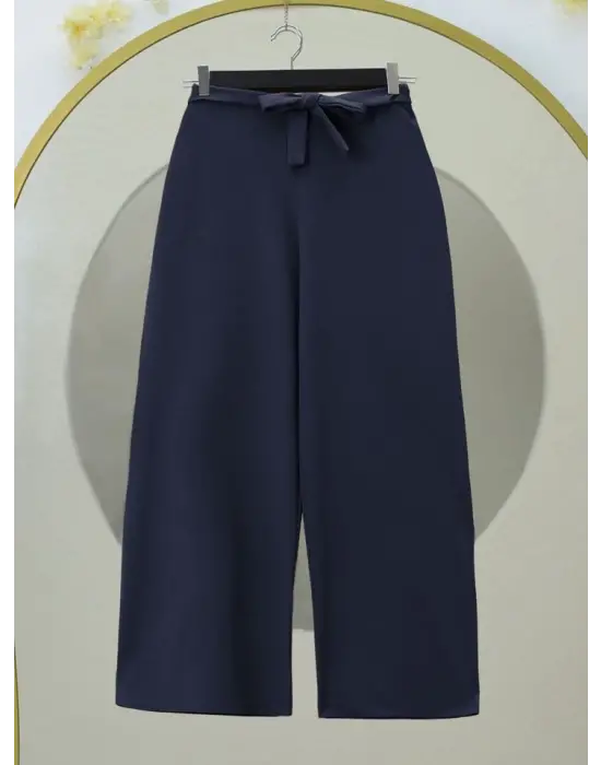 Beli Lastikli Bağlamalı  Bol Paça Pantolon  -Laci