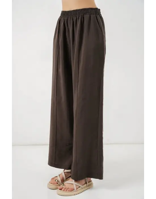 Beli Lastikli Bol Paça Pantolon 30087 - A.Kahve