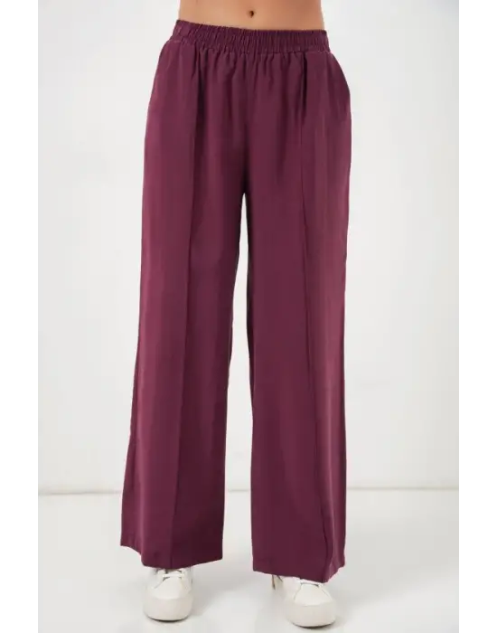 Beli Lastikli Bol Paça Pantolon 30087 - Bordo