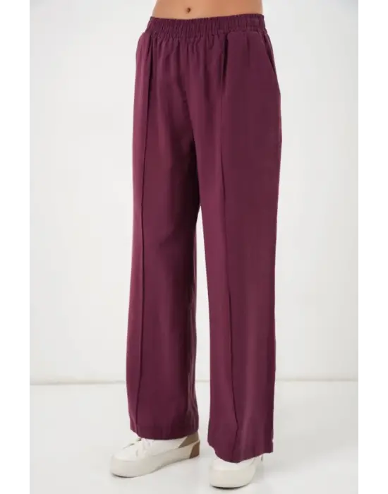 Beli Lastikli Bol Paça Pantolon 30087 - Bordo