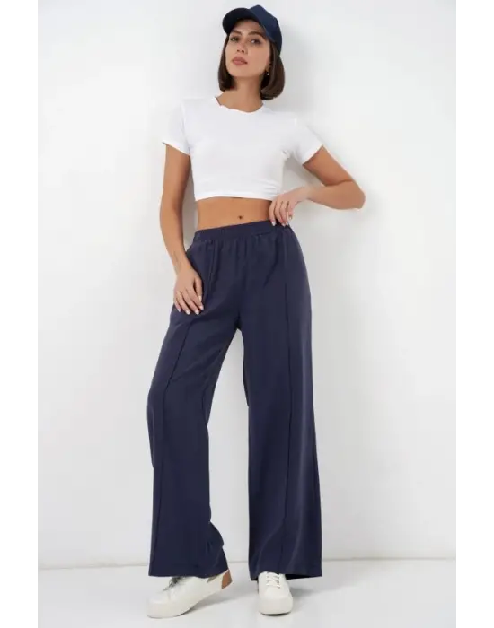 Beli Lastikli Bol Paça Pantolon 30087 - Lacivert