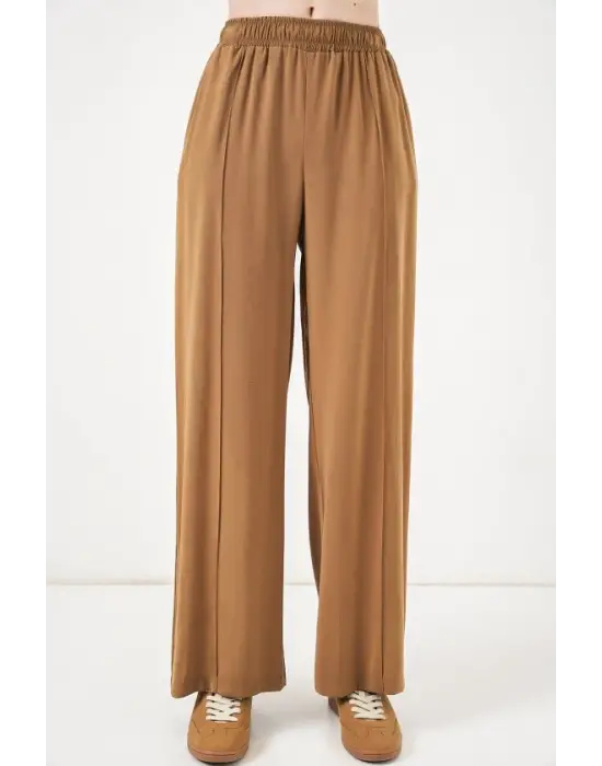 Beli Lastikli Bol Paça Pantolon 30087 - Taba