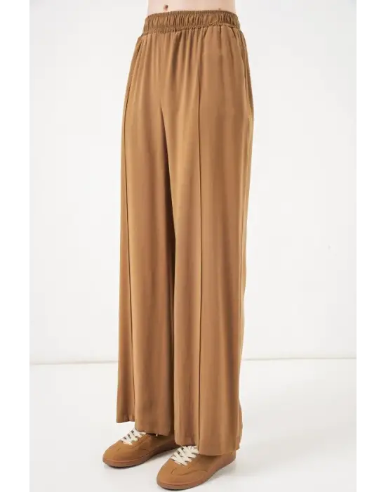Beli Lastikli Bol Paça Pantolon 30087 - Taba