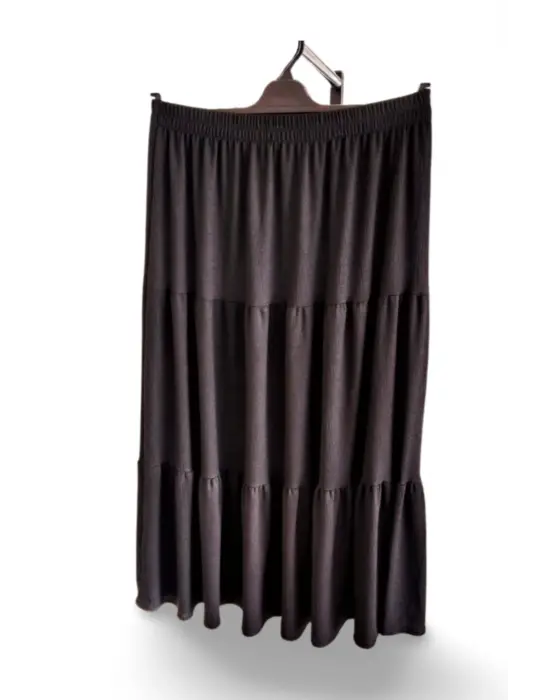 Beli Lastikli Bürümcek Kumaş Etek Anne Eteği Uzun Namaz Eteği Siyah 44-52 beden