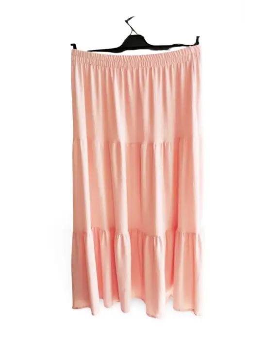 Beli Lastikli Bürümcek Kumaş Etek Anne Eteği Uzun Namaz Eteği Somon 44-52 beden