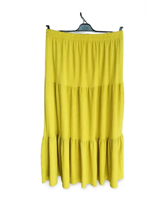 Beli Lastikli Bürümcek Kumaş Etek Anne Eteği Uzun Namaz Eteği Yeşil 44-52 beden