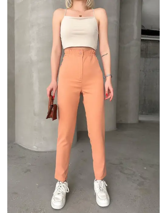 Omarı Karamel Pantolon Beli Lastikli Modeller