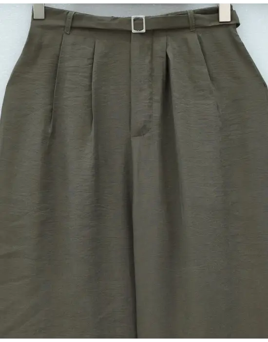 Beli Lastikli Kemer Detaylı Tensel Cupra Pantolon  -Kamuflaj