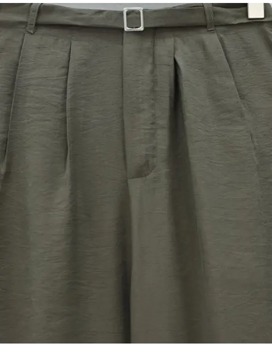 Beli Lastikli Kemer Detaylı Tensel Cupra Pantolon  -Kamuflaj