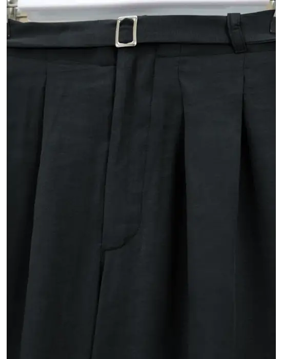 Beli Lastikli Kemer Detaylı Tensel Cupra Pantolon -Siyah