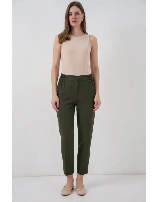 Beli Lastikli Kumaş Pantolon 30058 - Haki
