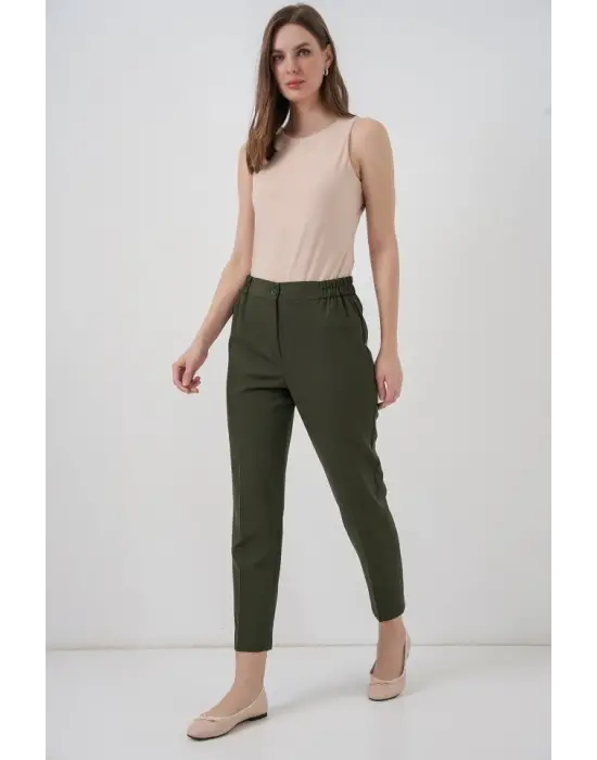 Beli Lastikli Kumaş Pantolon 30058 - Haki