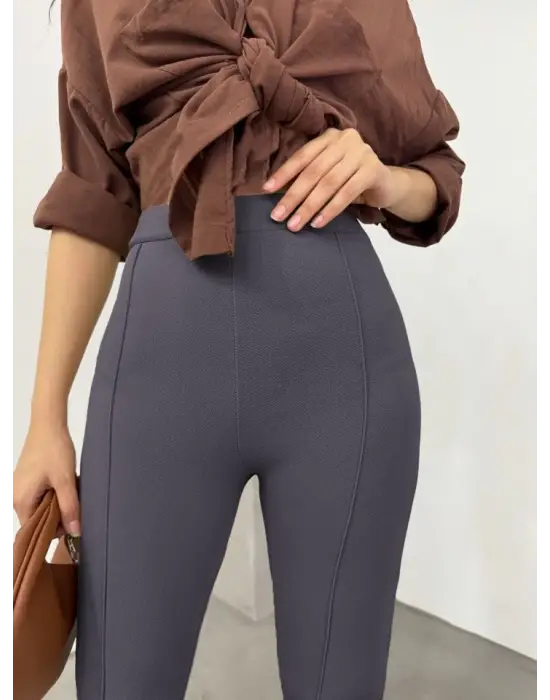 Omarı Esnek Beliyle Rahat İspanyol Pantolon - Füme