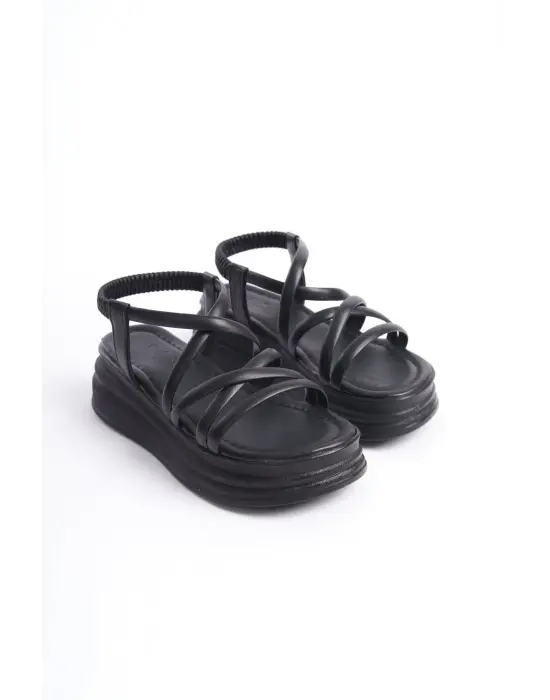 Rahat Tabanlı Ayakkabı Bayan Sandalet Siyah