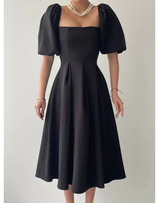 Omarı Çan Etekli Midi Boy Elbise