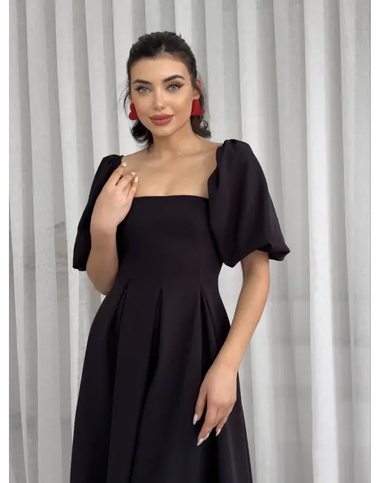 Omarı Çan Etekli Midi Boy Elbise