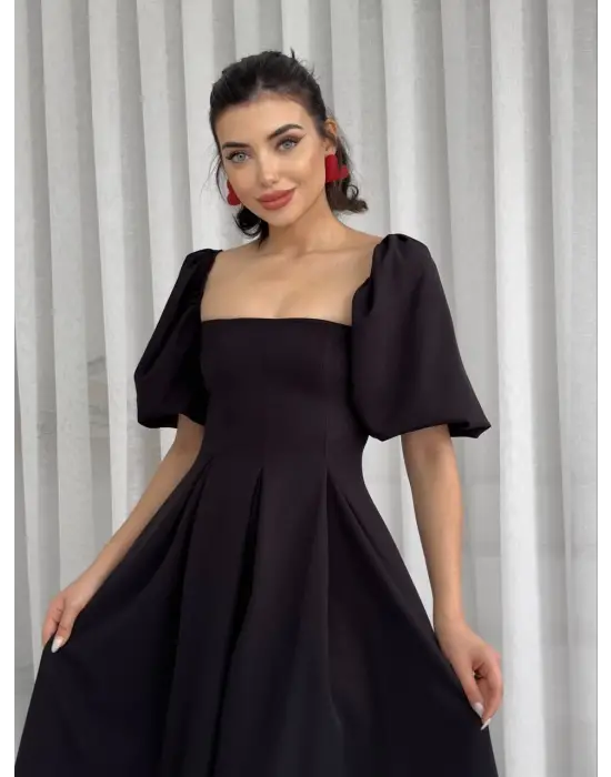 Omarı Çan Etekli Midi Boy Elbise