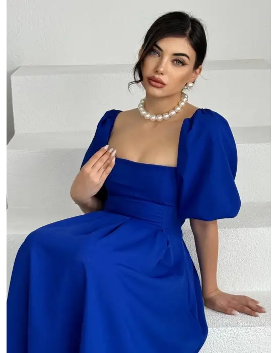 Omarı Çan Etekli Midi Boy Elbise Stylish ve Şık Tasarım