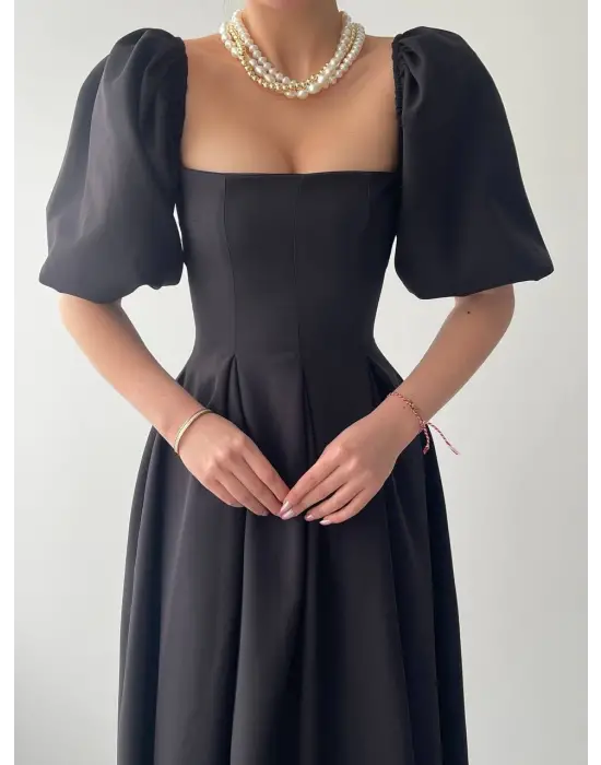 Omarı Çan Etekli Midi Boy Elbise