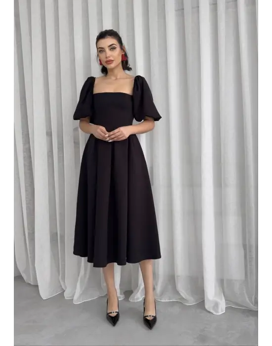 Omarı Çan Etekli Midi Boy Elbise