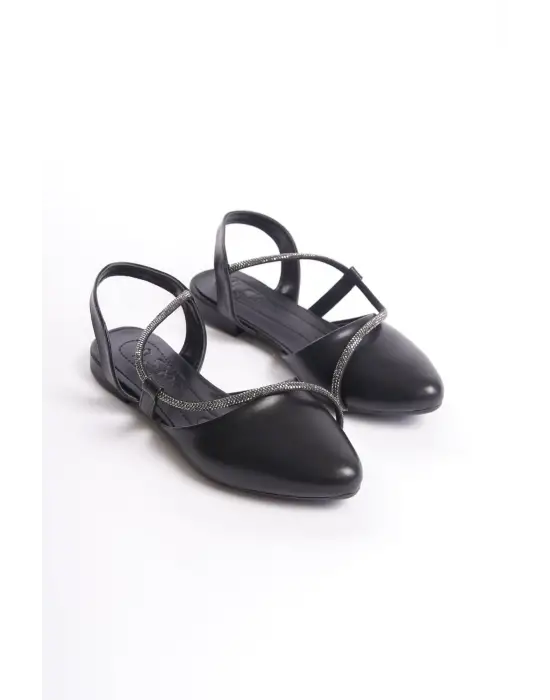 Zarif Taş Detaylı Bayan Babet Ayakkabı