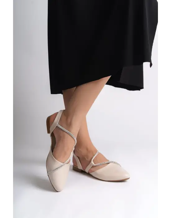 Trend Taş Detaylı Bayan Babet Ayakkabı