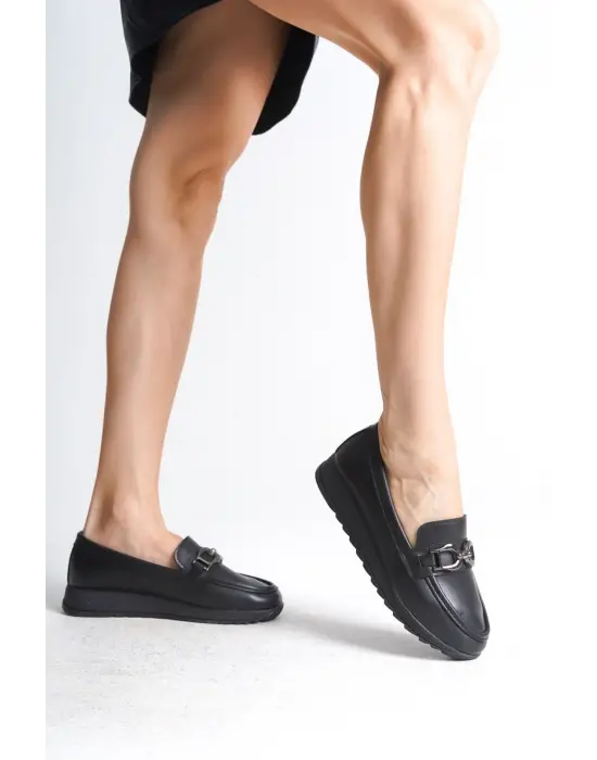 Klasik Bayan Babet Anne Ayakkabısı - Siyah