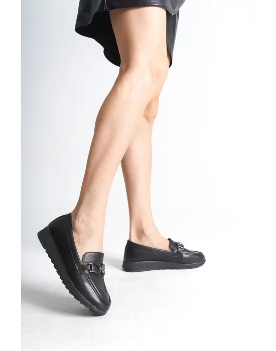Klasik Bayan Babet Anne Ayakkabısı - Siyah