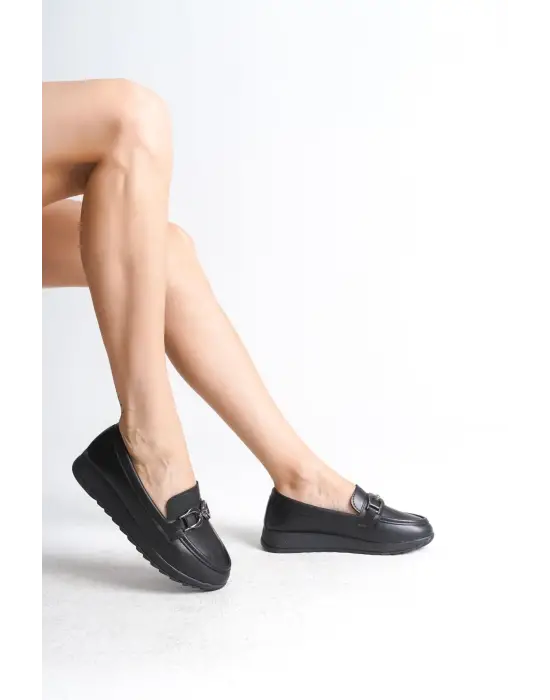 Klasik Bayan Babet Anne Ayakkabısı - Siyah