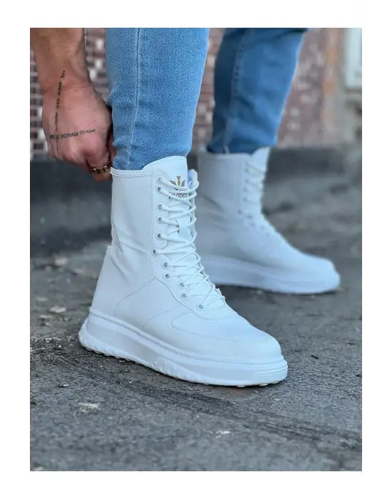 Benorra WG012 Beyaz Cilt Uzun Bağcıklı  Bot