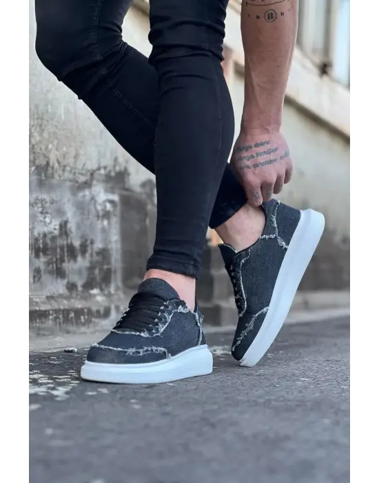 Omarı Gri Kot Kumaş Erkek Casual Ayakkabı - Yenilikçi ve Şık Tasarım