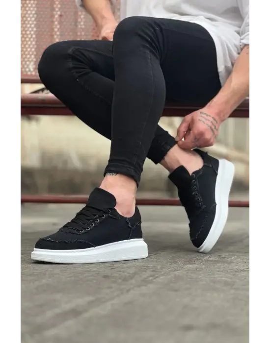 Omarı Siyah Kot Kumaş Erkek Casual Ayakkabı