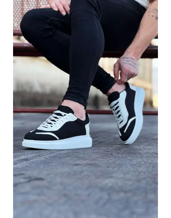 Omarı Siyah Beyaz Triko Erkek Casual Ayakkabı