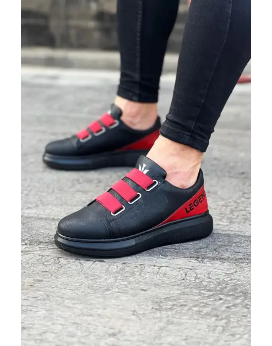 Omarı Kömür Kırmızı Kalın Taban Casual Erkek Ayakkabı