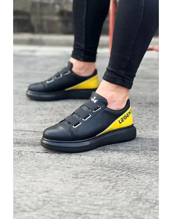 Omarı Legend Kömür Sarı Kalın Taban Casual Ayakkabı