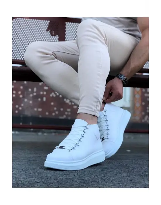 Omarı Yarım Bilek Bot Beyaz Bağcıklı Sneakers Modelleri