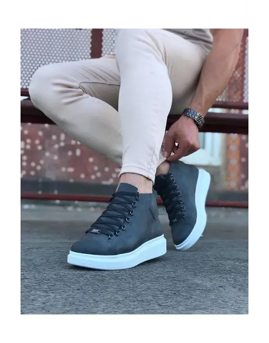Tarz Gri Bağcıklı Sneakers Boot