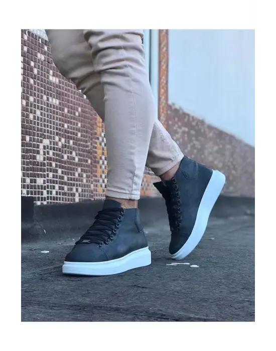 Tarz Gri Bağcıklı Sneakers Boot
