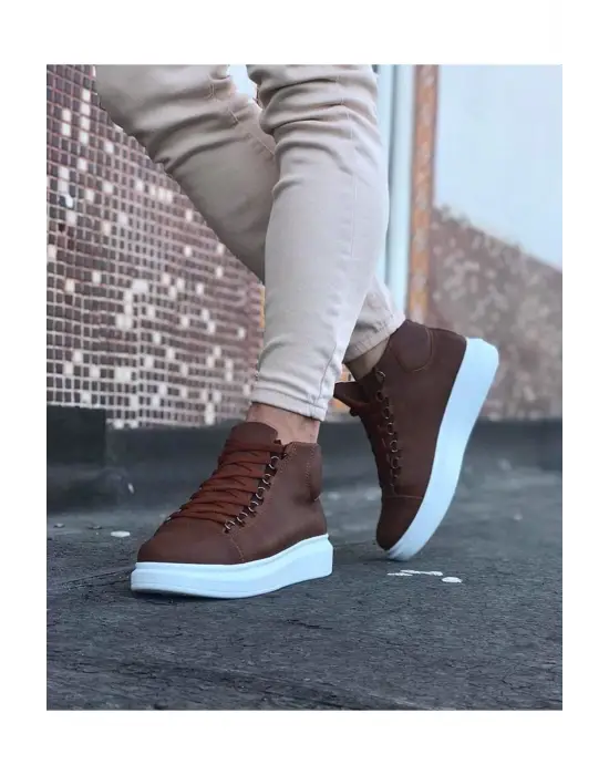 Omarı Taba Renkli Bağcıklı Yarım Bilek Sneakers