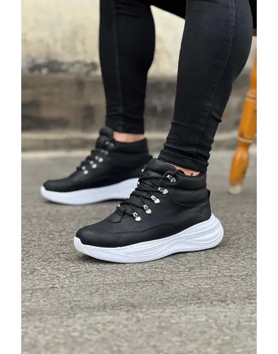 Omarı Yüksek Taban Yarım Bilek Bot - Siyah Cilt Trendi