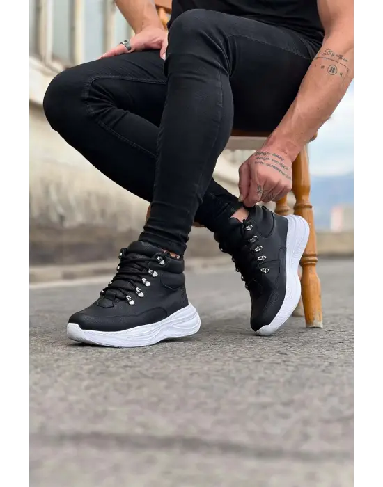 Omarı Yüksek Taban Yarım Bilek Bot - Siyah Cilt Trendi