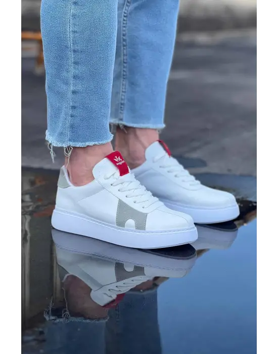 Omarı Yumuşak Yürüyüş İçin Trendy Beyaz Gri Erkek Casual Ayakkabı