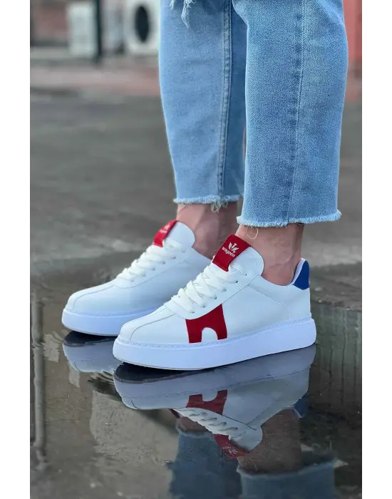 Modern Beyaz Kırmızı Erkek Ayakkabı