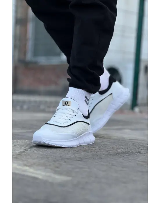 Omarı Beyaz Siyah Triko Erkek Spor Ayakkabı