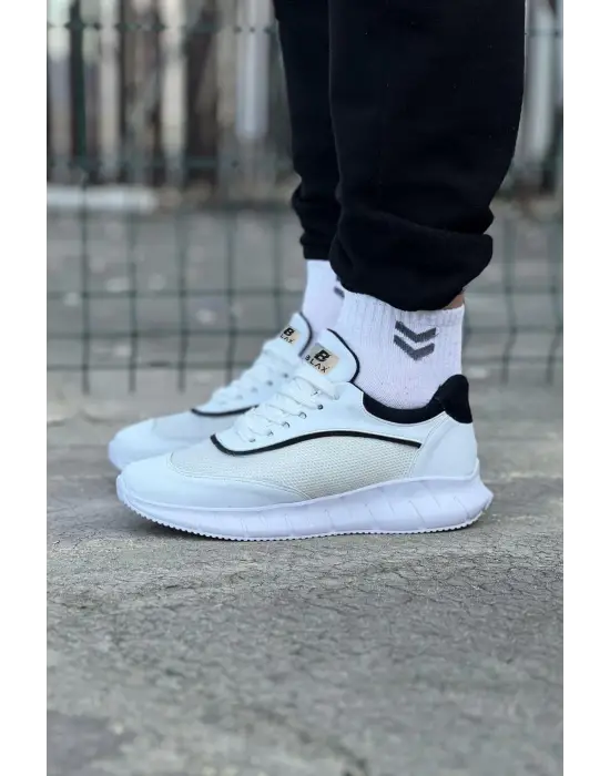 Omarı Beyaz Siyah Triko Erkek Spor Ayakkabı