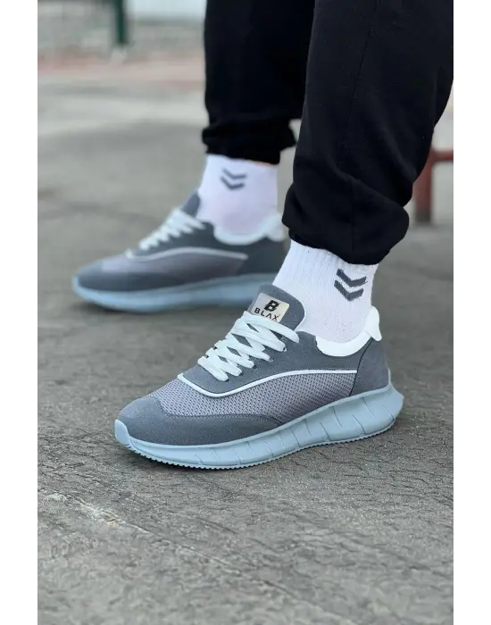 Enerjik Gri Triko Erkek Spor Ayakkabı