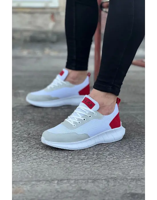 Omarı Beyaz Kırmızı Erkek Spor Ayakkabı - Rahat ve Şık Tasarım