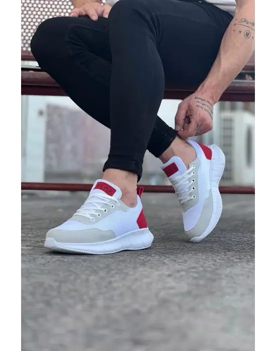 Omarı Beyaz Kırmızı Erkek Spor Ayakkabı - Rahat ve Şık Tasarım