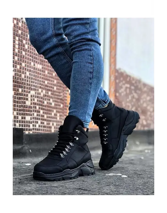 Omarı Kömür Renk Uzun Bağcıklı Bot