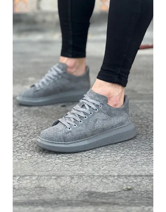 Gri Süet Erkek Ayakkabı - Modern İnce Casual Stil